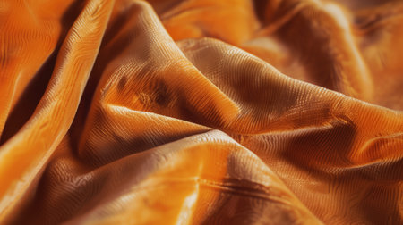 Advertising close-up shot of texture of orange specific tone perfect natural velvet fabric randomly crumpled. High quality photoの素材