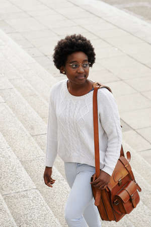 Shot of a female college student on campusの写真素材