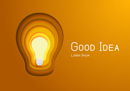 Light bulb with a glow inside. Decoration for greeting cards, patches, prints for clothes, badges, posters. Vector illustration.のイラスト素材