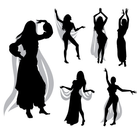 Girls dancing belly dancesのイラスト素材