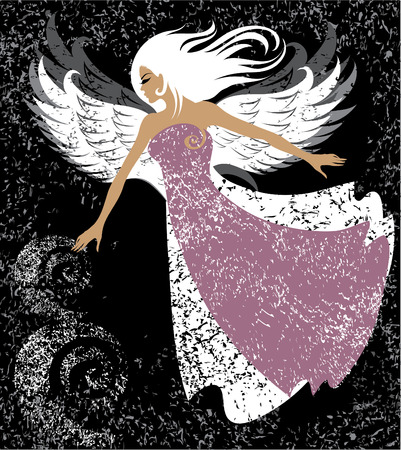 Beautiful girl with wings flying like an angelのイラスト素材