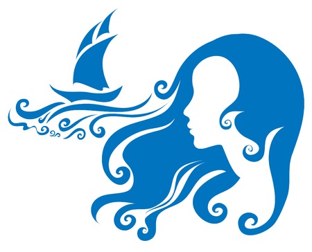 Girl  and the seaのイラスト素材