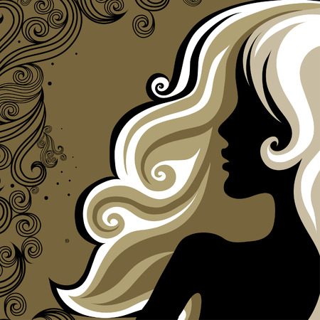 Closeup decorative vintage woman with beautiful hairのイラスト素材