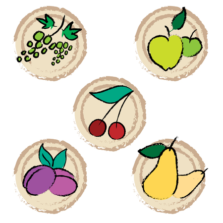 Set of cute friut foodのイラスト素材