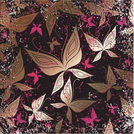 Seamless vintage grunge background with butterfly のイラスト素材