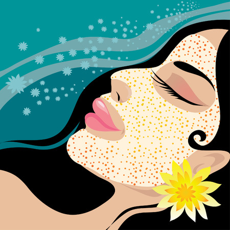 Young beautiful girl relaxing in the SPA resortのイラスト素材