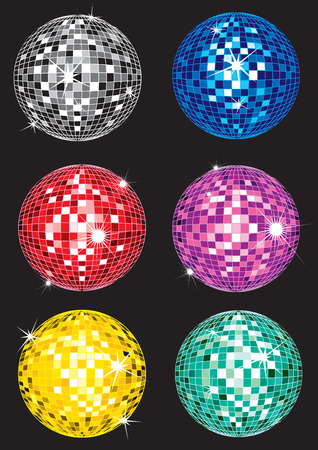 Set of multicolor shining discoball samplesのイラスト素材