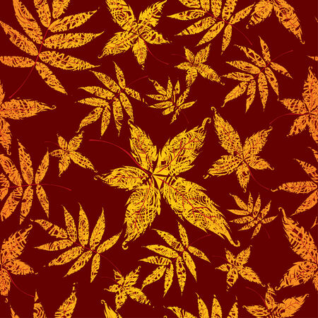 Vector seamless grunge background with colorful Autumn Leaves. Thanksgiving (From my big "Seamless collection")のイラスト素材