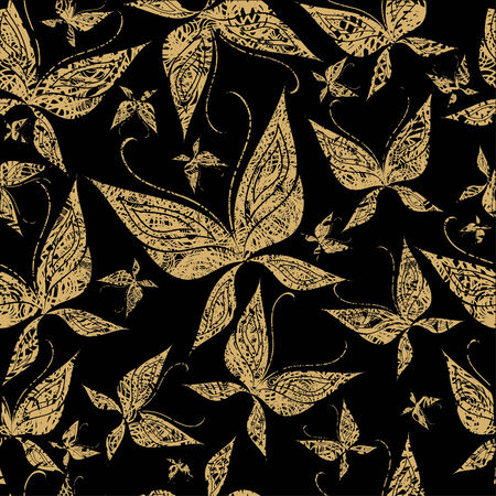 Vector seamless grunge pattern with butterfly (from my "Seamless pattern collection")のイラスト素材