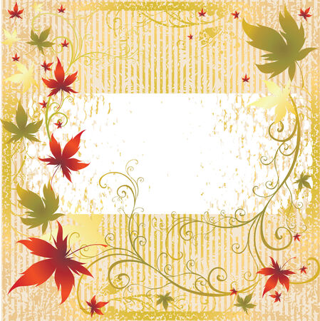 Vector frame with colorful Autumn Leafs. Thanksgiving (From my のイラスト素材