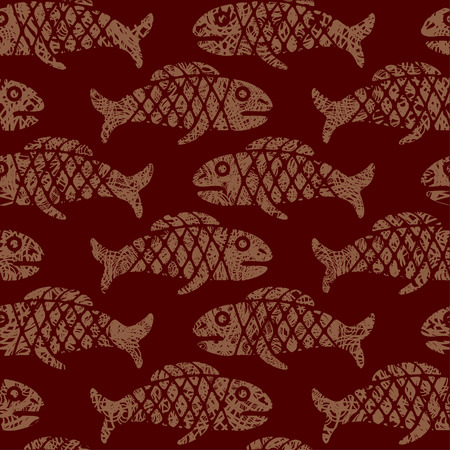 Seamless Mexican pattern with fish (from my のイラスト素材