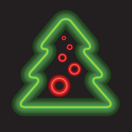 Vector decorative neon shining cute Christmas tree background. のイラスト素材