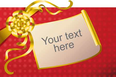 decorative blue present background with gold bow and paperのイラスト素材