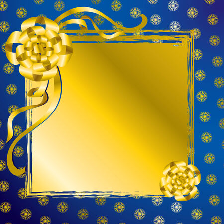 decorative present background with gold bow and snowflakes patternのイラスト素材