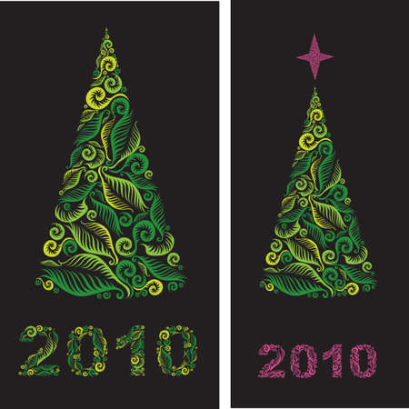 decorative shining cute Christmas tree background 2010のイラスト素材