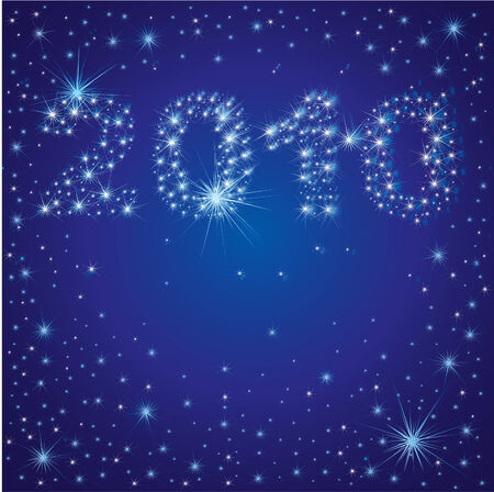 shining Christmas background with 2010 stars on the skyのイラスト素材