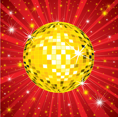 Background with red shining disco-ball and patternのイラスト素材