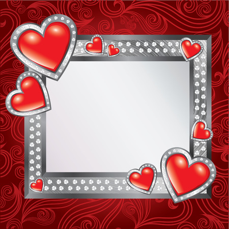 Vector frame background with jewel hearts - Saint Valentine's Dayのイラスト素材