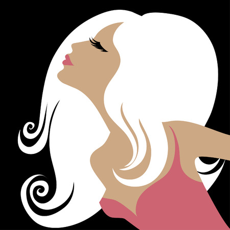Closeup decorative vintage blond woman with beautiful hair のイラスト素材