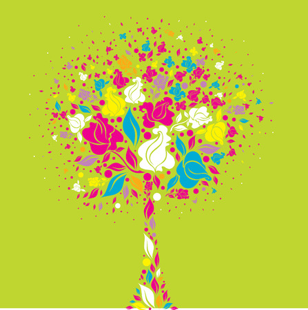 modern design - tree symbol from colorful flowersのイラスト素材