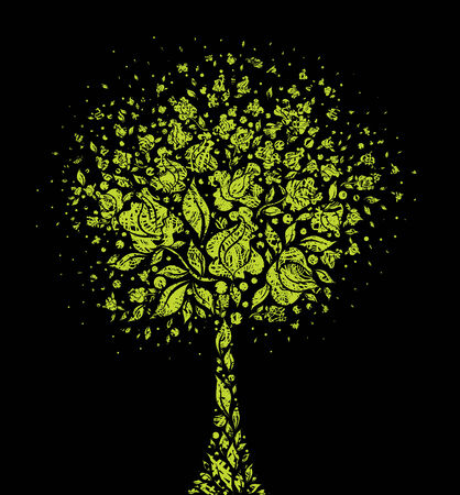 grunge modern design - tree symbol from  flowersのイラスト素材