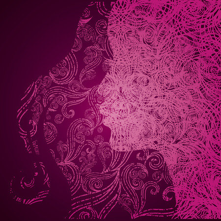 grunge pink illustration of a girl with beautiful hair (from my big のイラスト素材
