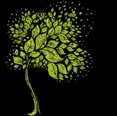 Vector grunge modern design - tree symbol from colorful leafsのイラスト素材