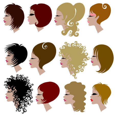 set of trendy hair styling for woman (from my big のイラスト素材
