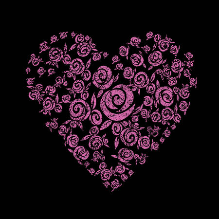 modern grunge background with heart shape from flowersのイラスト素材