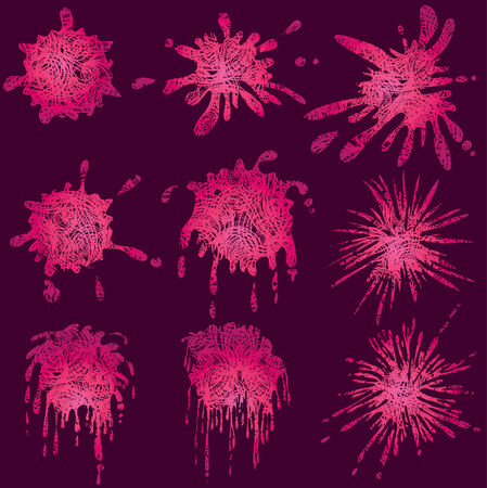 set of grunge pink splash design elementsのイラスト素材