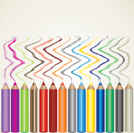  background with set of color pencils and linesのイラスト素材