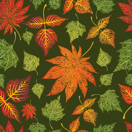 Seamless grunge   autumn leaves background. Thanksgiving (from my big のイラスト素材