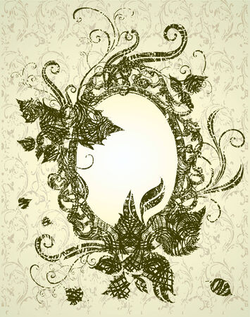  beige grunge vintage frame with Autumn Leafs. Thanksgiving (from my big のイラスト素材