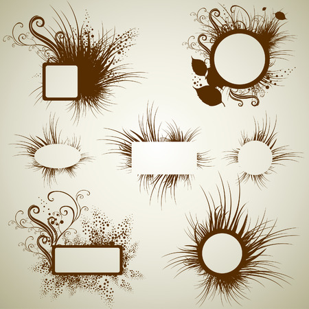 set of vintage grunge frames with Autumn Leafs. Thanksgiving (from my big のイラスト素材