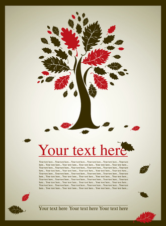 sample of design with decorative oak tree from colorful autumn leafs and place for text. Thanksgivingのイラスト素材