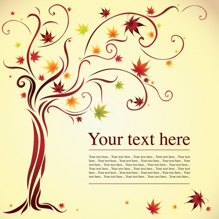 sample of design with decorative tree from colorful autumn leafs and place for text. Thanksgivingのイラスト素材