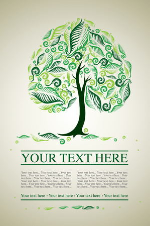 sample of design with decorative tree from colorful autumn leafs and place for text. Thanksgivingのイラスト素材