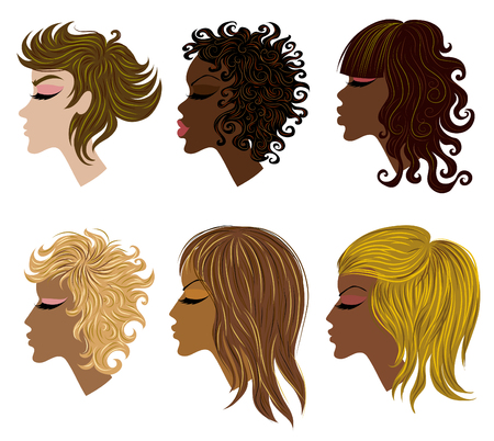set of trendy hair styling for woman (from my big のイラスト素材