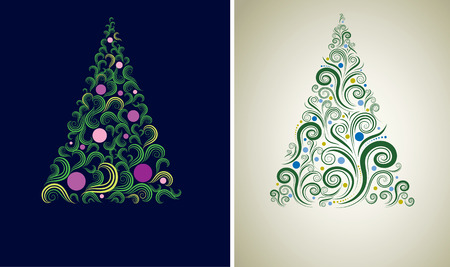 Two decorative shining cute Christmas tree backgrounds (from my のイラスト素材