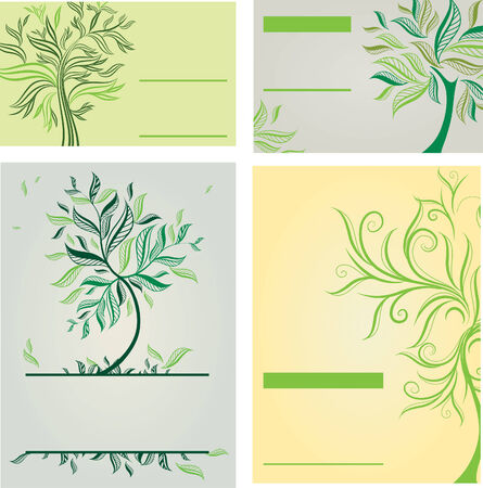 Vector set of design templates with trees (from my tree collection)のイラスト素材