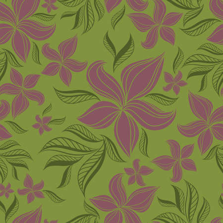 Vector Seamless floral pattern with lilly flower  のイラスト素材