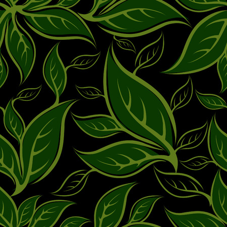 Seamless green floral pattern with leafs (From my big のイラスト素材