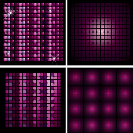 Set of Backgrounds with shining disco-ball patternのイラスト素材