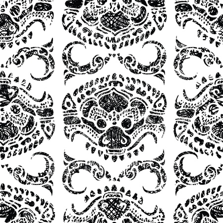 Seamless grunge Cambodian floral patternのイラスト素材