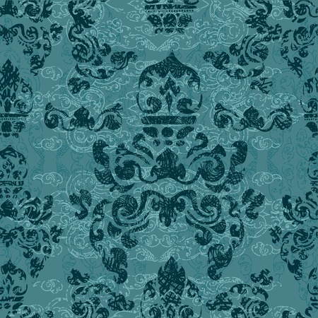 Seamless grunge Cambodian floral patternのイラスト素材