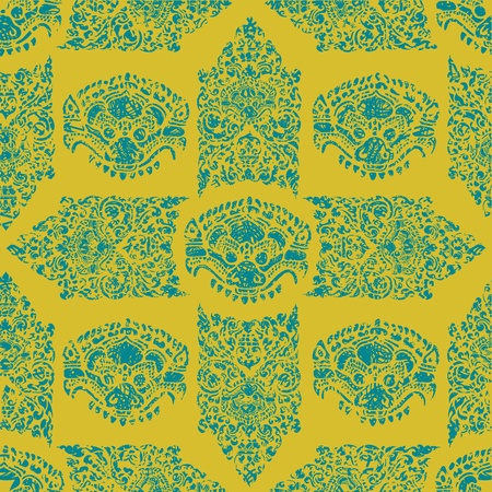 Seamless grunge Cambodian floral patternのイラスト素材