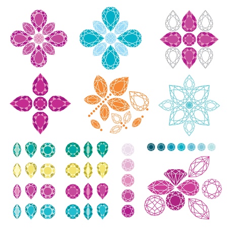  set of diamond design elements - cutting samplesのイラスト素材