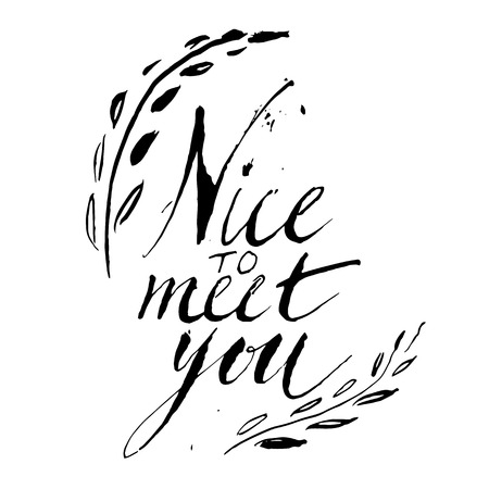 Vector sign - handmade calligraphy "Nice to meet you"のイラスト素材