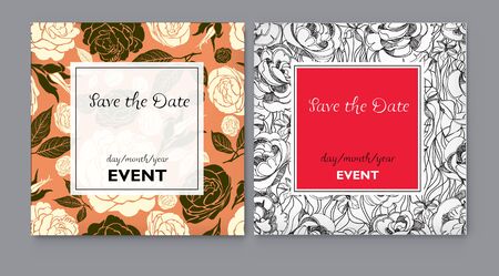 Set of vector floral Save the Date for events designのイラスト素材