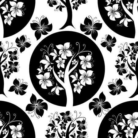 seamless floral pattern with treeのイラスト素材
